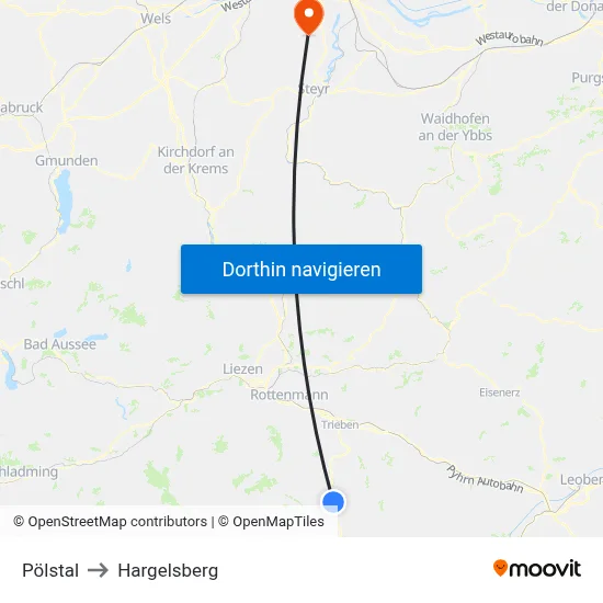 Pölstal to Hargelsberg map