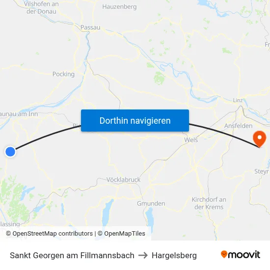 Sankt Georgen am Fillmannsbach to Hargelsberg map