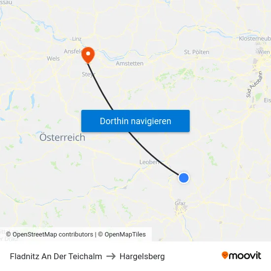 Fladnitz An Der Teichalm to Hargelsberg map