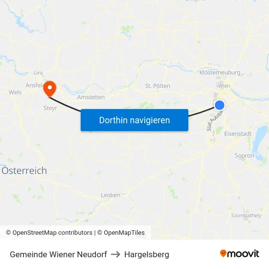 Gemeinde Wiener Neudorf to Hargelsberg map