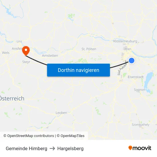 Gemeinde Himberg to Hargelsberg map