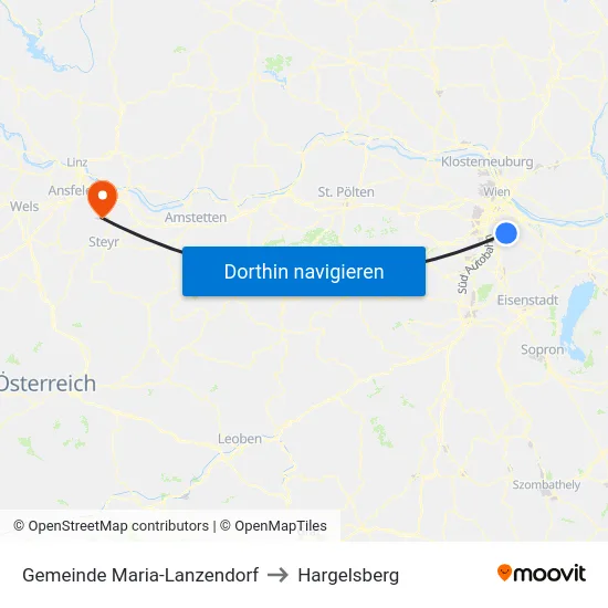 Gemeinde Maria-Lanzendorf to Hargelsberg map
