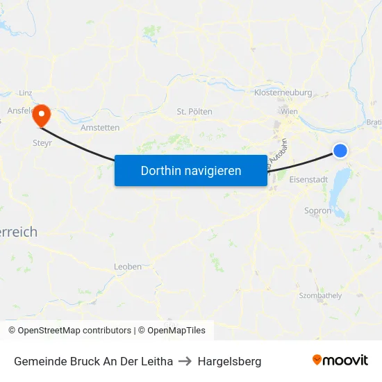 Gemeinde Bruck An Der Leitha to Hargelsberg map