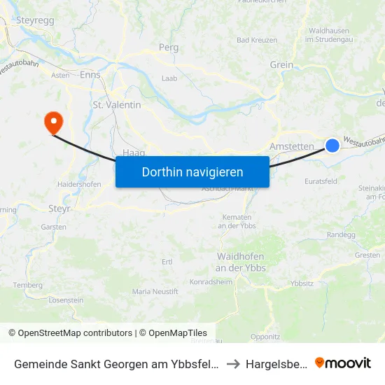 Gemeinde Sankt Georgen am Ybbsfelde to Hargelsberg map