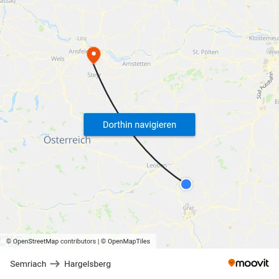 Semriach to Hargelsberg map