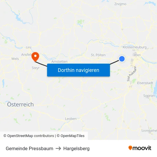 Gemeinde Pressbaum to Hargelsberg map