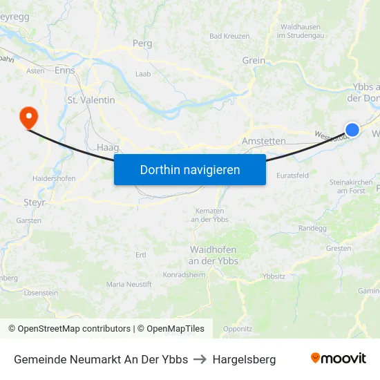 Gemeinde Neumarkt An Der Ybbs to Hargelsberg map