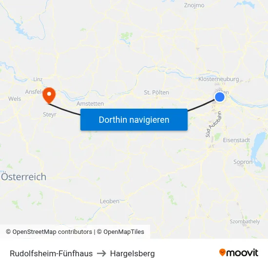 Rudolfsheim-Fünfhaus to Hargelsberg map