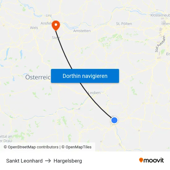 Sankt Leonhard to Hargelsberg map