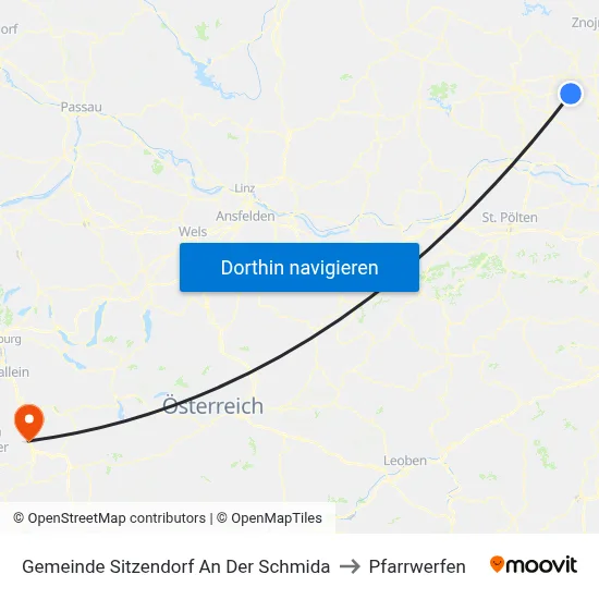 Gemeinde Sitzendorf An Der Schmida to Pfarrwerfen map