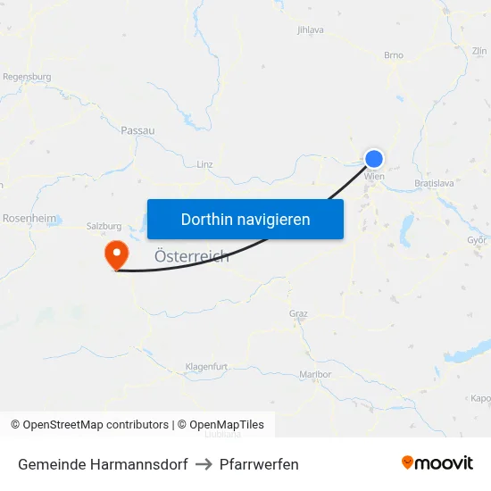 Gemeinde Harmannsdorf to Pfarrwerfen map