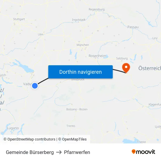Gemeinde Bürserberg to Pfarrwerfen map