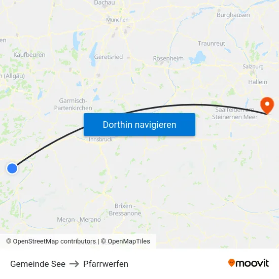 Gemeinde See to Pfarrwerfen map