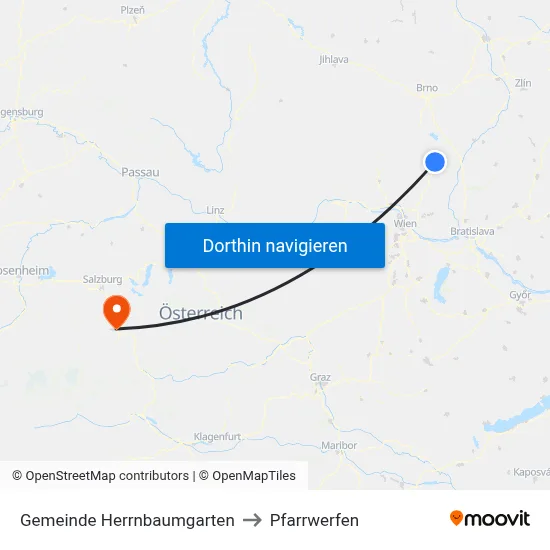 Gemeinde Herrnbaumgarten to Pfarrwerfen map
