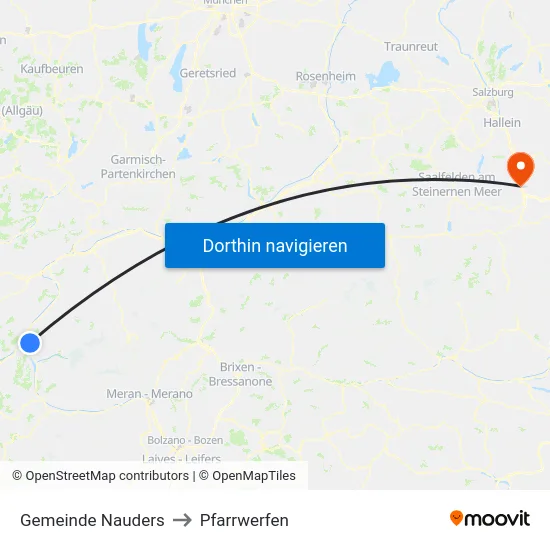 Gemeinde Nauders to Pfarrwerfen map