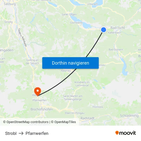 Strobl to Pfarrwerfen map