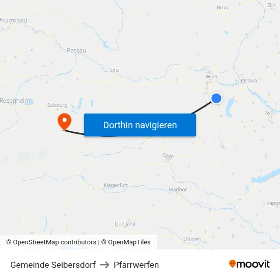 Gemeinde Seibersdorf to Pfarrwerfen map
