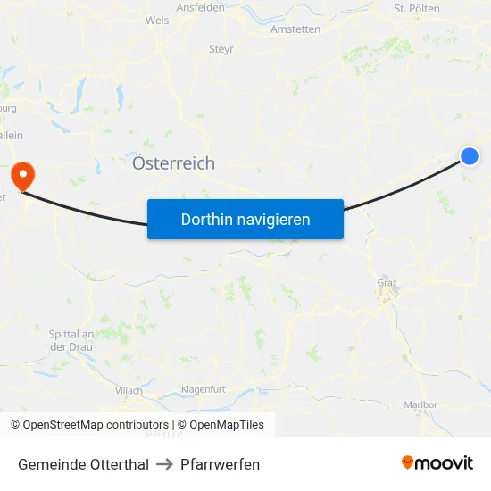 Gemeinde Otterthal to Pfarrwerfen map