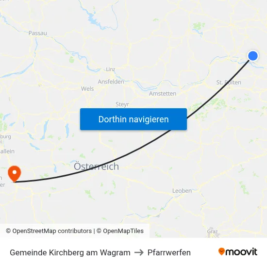 Gemeinde Kirchberg am Wagram to Pfarrwerfen map