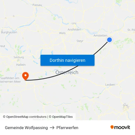 Gemeinde Wolfpassing to Pfarrwerfen map