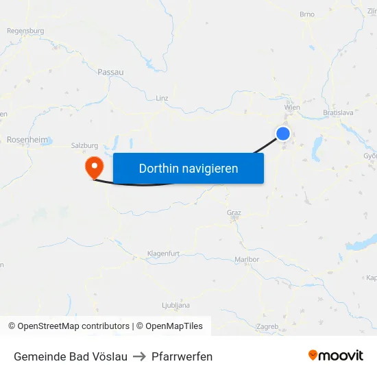 Gemeinde Bad Vöslau to Pfarrwerfen map