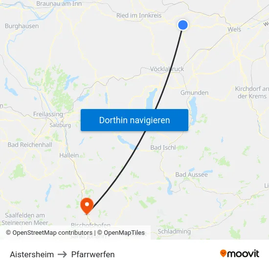 Aistersheim to Pfarrwerfen map