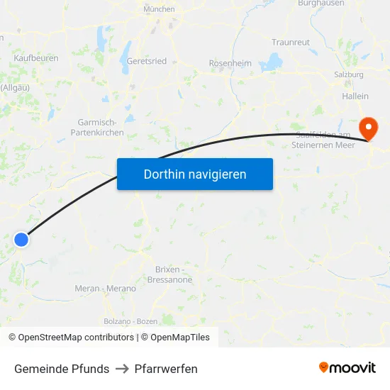 Gemeinde Pfunds to Pfarrwerfen map