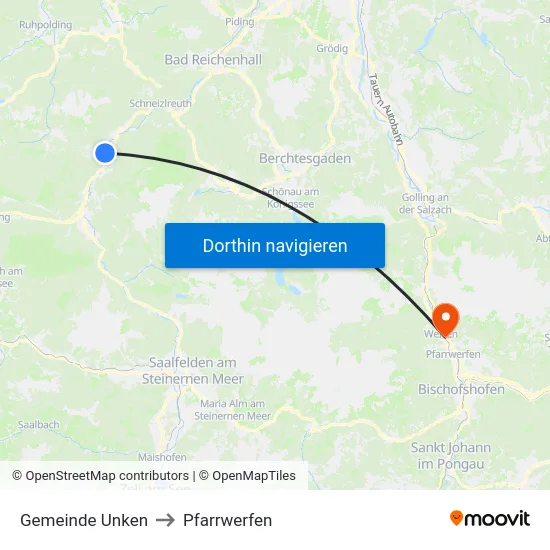 Gemeinde Unken to Pfarrwerfen map