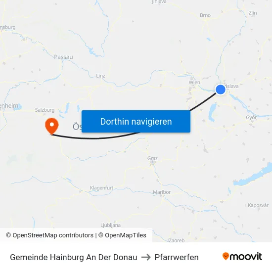 Gemeinde Hainburg An Der Donau to Pfarrwerfen map