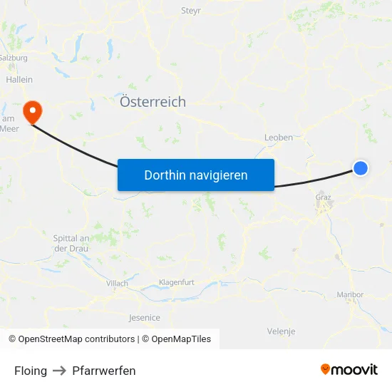 Floing to Pfarrwerfen map