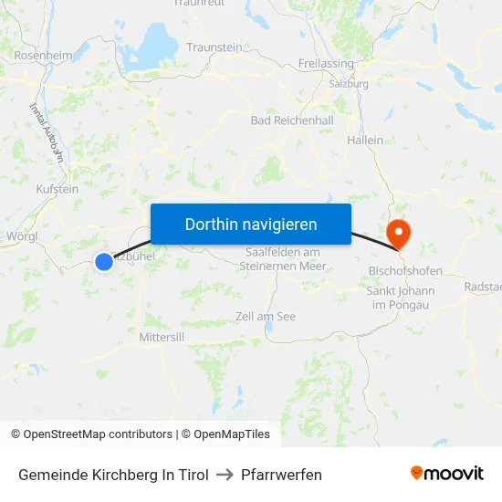 Gemeinde Kirchberg In Tirol to Pfarrwerfen map