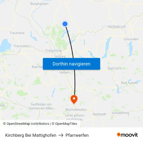 Kirchberg Bei Mattighofen to Pfarrwerfen map
