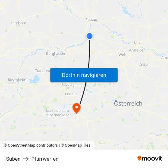 Suben to Pfarrwerfen map