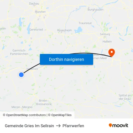 Gemeinde Gries Im Sellrain to Pfarrwerfen map