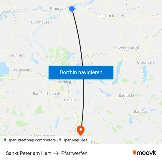 Sankt Peter am Hart to Pfarrwerfen map