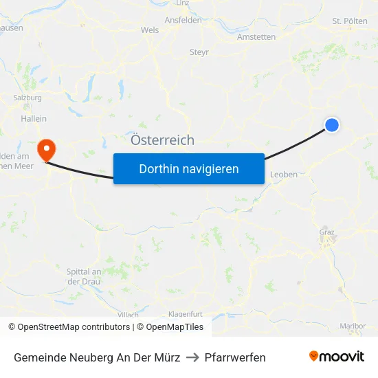 Gemeinde Neuberg An Der Mürz to Pfarrwerfen map