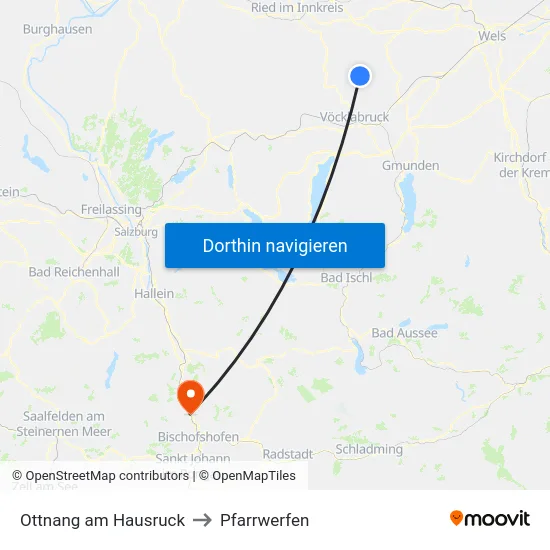 Ottnang am Hausruck to Pfarrwerfen map