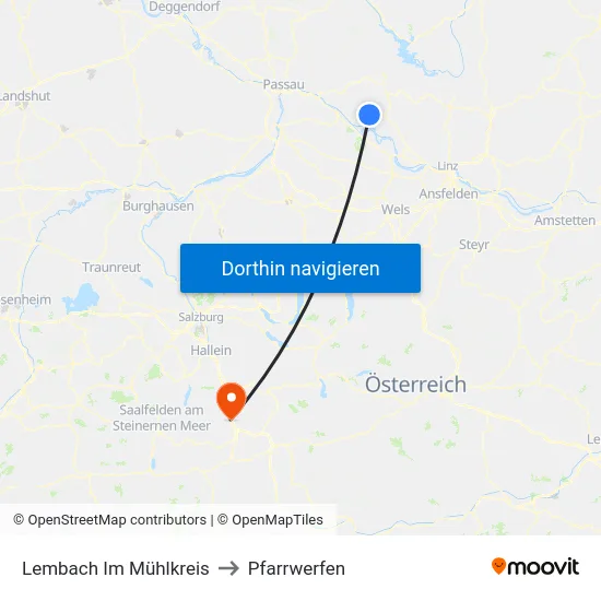 Lembach Im Mühlkreis to Pfarrwerfen map