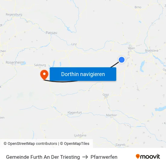 Gemeinde Furth An Der Triesting to Pfarrwerfen map