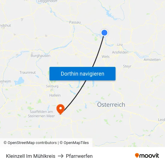 Kleinzell Im Mühlkreis to Pfarrwerfen map