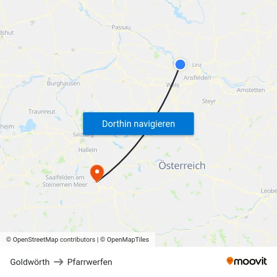 Goldwörth to Pfarrwerfen map