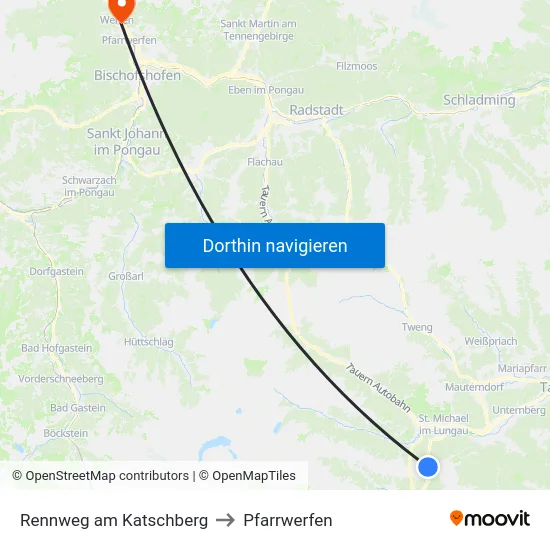 Rennweg am Katschberg to Pfarrwerfen map