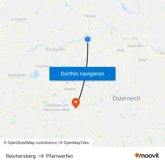 Reichersberg to Pfarrwerfen map