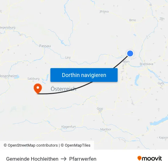 Gemeinde Hochleithen to Pfarrwerfen map