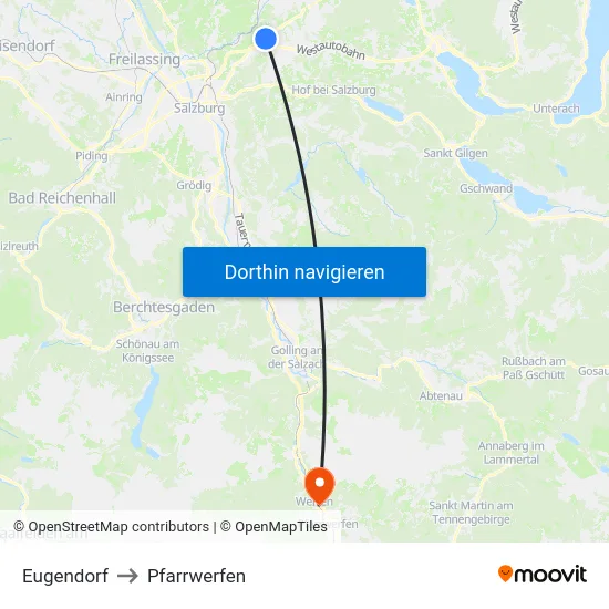 Eugendorf to Pfarrwerfen map