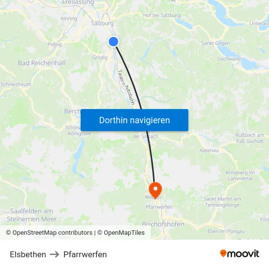 Elsbethen to Pfarrwerfen map