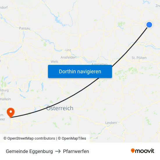Gemeinde Eggenburg to Pfarrwerfen map