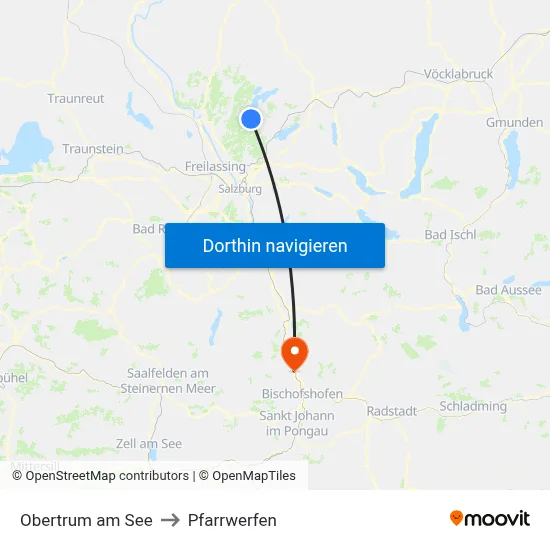 Obertrum am See to Pfarrwerfen map