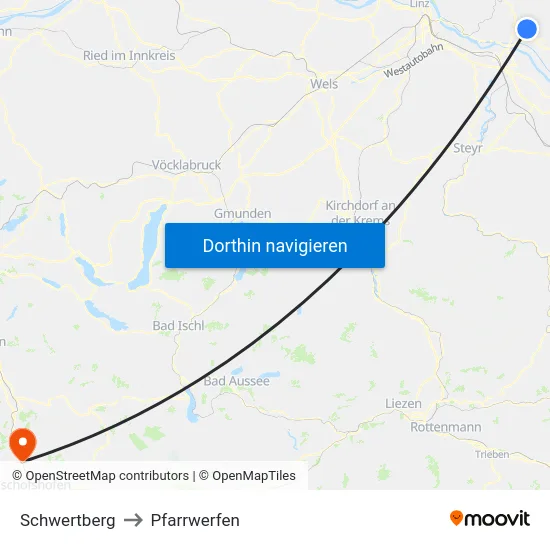 Schwertberg to Pfarrwerfen map