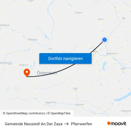 Gemeinde Neusiedl An Der Zaya to Pfarrwerfen map